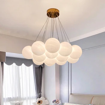 Glazen bol Kroonluchter franse Stijl Plafond Lamp een Moderne, Minimalistische Droplight Magic Bean Lantaarn Ins Stijl Hanger Licht voor Thuis