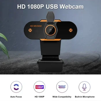 H-01 HD1080P Webcam 2 mp camera aan de PC-WebCamera Met Microfoon Draaibare Camera ' s Voor een Live Uitzending van Video-oproepen Conferentie Werk