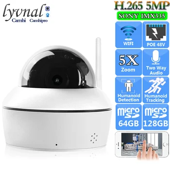 H265 Sonyimx 335 5 Beveiliging van Draadloze IP Camera Wifi PTZ Dome POE 5X Auto Zoom Humanoïde Tracking-Twee Weg Audio SD TF Card Slot