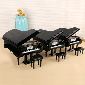 Handgemaakte Houten Muziekinstrumenten Collectie Decoratieve Ornamenten Mini Piano Miniatuur Model Decoratie Geschenken