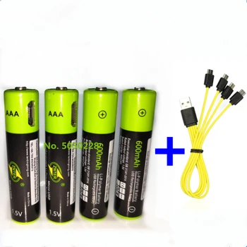 Hete verkoop ZNTER 1,5 V AAA oplaadbare batterij USB-600mAh oplaadbare lithium-polymeer batterij snel op te laden via Micro-USB-kabel