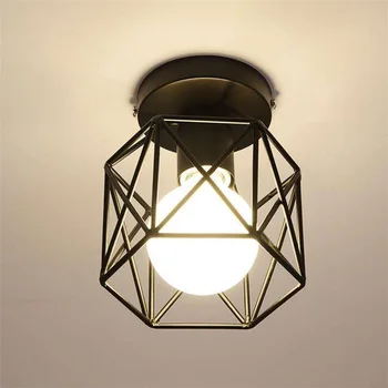Industriële Lamp Van Het Plafond Schaduw Meubilair Voor Hal Entree, Gang Veranda Vierkante Diamant Ijzeren Kroonluchter Hanger Licht