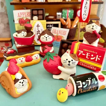 Japanse Supermarkt Aardbei Chocolade Kat Valentijnsdag Cadeau Taart Dessert Winkel Decoratie-Miniatuur Scène Decoratie