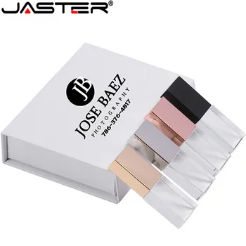 JASTER Crystal USB 2.0 4GB 8GB 16GB 32GB 64GB Bruiloft Geschenken Flash Drive Over 10pcs Gratis Logo Pen Drives 100% Werkelijke Capaciteit