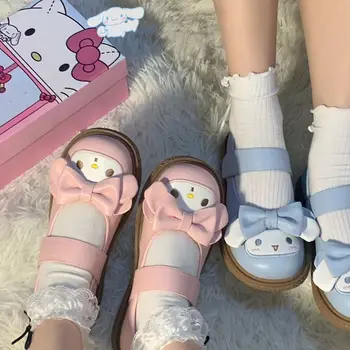 Kawaii Anime Kuromi Mijn Melodie Cinnamoroll Cute Cartoon JK Uniform Schoenen Lolita Ronde neus Kleine Lederen Schoenen Meisje Hart Cadeau