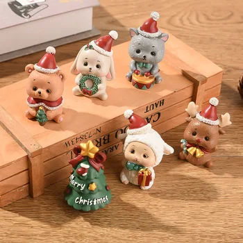 Kerst Hars Familie Kleine Dierlijke Ornamenten Creatieve Decoratie-Mini Kerstboom Oude Man Kerstcadeau