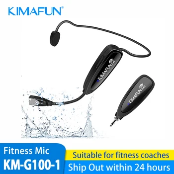 KIMAFUN 2.4 G Draadloos Microfoon Systeem voor Fitness Microfoon Waterdichte Microfoon voor Fitness,Spinning,Aerobics,Yoga,Pilates Coach