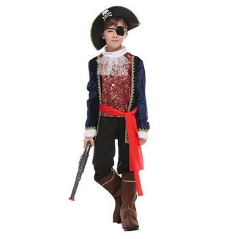 Kinderen Kind Een Oog Deluxe Piraat Kapitein Haak Buccaneer Kostuums voor Jongens Halloween Maskerade Carnaval Mardi Gras Party Outfit