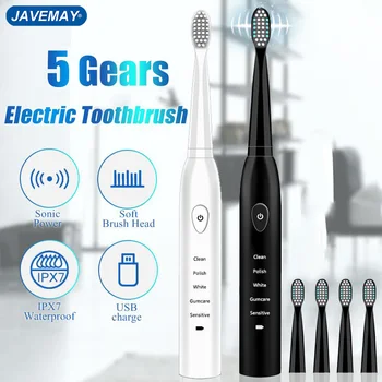 Krachtige Ultrasone Sonic Elektrische Tandenborstel USB-Oplaadbare tandenborstel Wasbaar Electronische het Bleken van Tanden Borstel J110