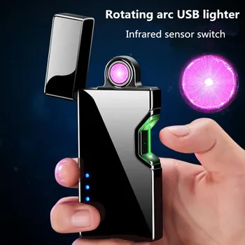 Laser Inductie Elektrische Dubbele Boog USB Lichter Buiten Winddicht Metalen Pulse Plasma Lichter LED Display Mannen Cadeau