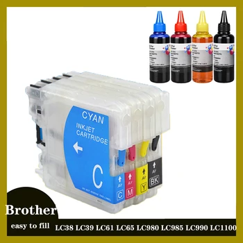 LC38 LC39 LC61 LC65 LC980 LC985 LC990 LC1100 Navulbare inktpatroon met 400ML inkt Voor Brother DCP-J125 185C 195C J315W