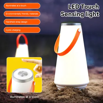 LED Camping Lantaarn USB-Touch Sensor Light tafellamp Draagbare Tent Licht Dimbare Nacht Licht Buiten Opknoping Lamp