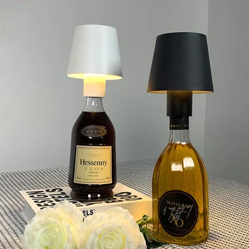 LED Wijn Fles Lamp Kop Tafel Lamp Verwisselbare en Uitneembare Draagbare Opladen Decoratie voor Bar Cafe Sfeer Nacht Licht