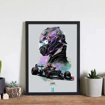 Lewis Hamilton F1-Auto & Helm Poster 2021 Race Canvas Print Schilderij Home Decor Kunst Aan De Muur Poste Kunstwerk Cadeau Voor De Woonkamer
