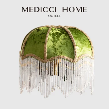 Medicci Huis Retro Green Velvet Tasseling Lampenkap Slaapkamer Europese Luxe Nachtkastje Nachtkastje Bureau Lamp Cover Vervangen