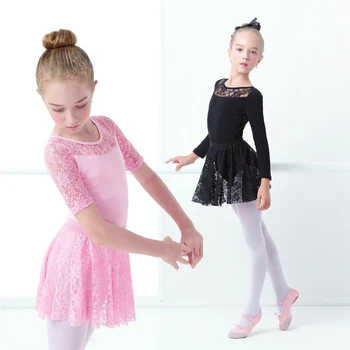 Meisjes Ballet Jurk Dans Kostuum Dans Turnpakje Met Dress Lace Mouwloze Dans Ballet Maillots Turnen Dansen Bodysuit