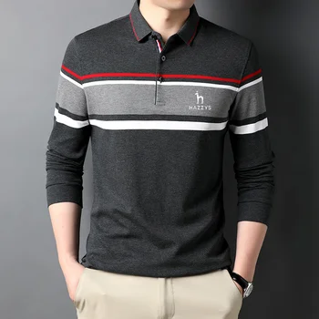 Men ' s Golf Kleding Herfst/Winter Dunne Lange Mouwen Gestreept Polo Shirt koreaanse Versie van Kleur Patchwork Revers Shirt