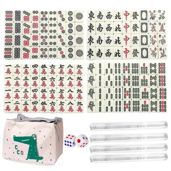 Mini Draagbare 144pcs Mahjong Tegels Reizen, Mahjong Set met Opslag Tas Traditionele Chinese Familie bordspellen Party Benodigdheden