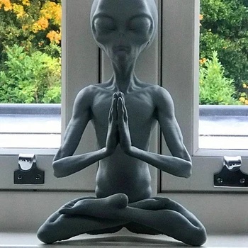 Mini-Meditatie Alien Standbeeld Hars Ornament Alien Tuin Kantoor Aan Huis Erf Art Decor Voor Outdoor Indoor