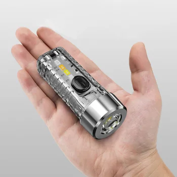 Mini Sleutelhanger LED Zaklamp Draagbare Pocket Licht Werk USB-Oplaadbare Lamp Tl-Magnetische Waarschuwing Camping Zaklamp