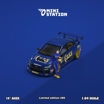 Mini Station 1:64 WRX STi Rally 555 Kleurstelling Blauw Diecast Model van de Auto
