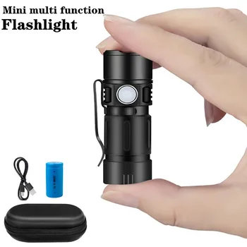 Mini Zaklamp LED Oplaadbare Staaflamp Draagbare USB Opgeladen Zaklamp High Power Camping Waterproof Long Range Lantaarn