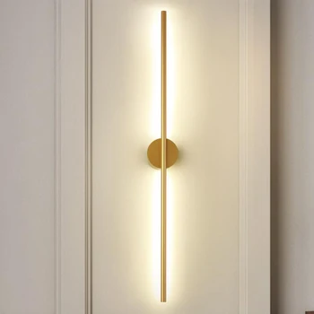 Moderne Eenvoudige Lineaire Buis LED wandlamp Up Down Achtergrond Tegenover de Wall Light LED Bed Foyer Gang Zwart Goud LED Schans
