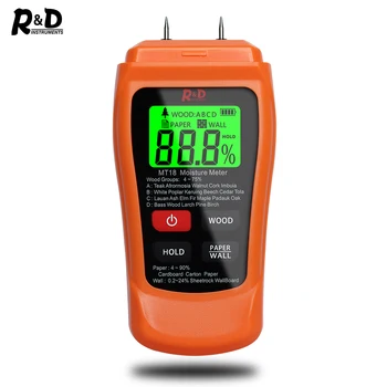 NIEUWE MT-18 Oranje 0-99.9% Twee Pinnen Digitale Hout Vochtmeter Papier Vochtigheid Tester Muur Hygrometer Hout Vochtig Detector