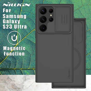 Nillkin voor Samsung Galaxy S23 Ultra 5G Geval Zijdeachtige Sillicone Magnetische Passen Magsafe Telefoon Back-Cover case voor S23 Ultra