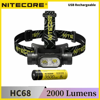 NITECORE HC68 Koplamp 2000Lumens Aux-rood licht USB Oplaadbaar Zijn NL1835HP Batterij