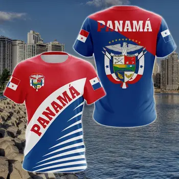 Panama Vlag & wapen Graphic Tee Zomer Casual Pullover men ' s Fashion Losse T-shirts Jongens Oversized Tops met Korte Mouwen
