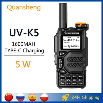 Quansheng UV-K5 5W Walkie Talkie Twee Manier Radio TYPE-C Directe Kosten 50-600MHz Multi-band AM/FM-VHF-UHF DTMF NOAA Weather Waarschuwing