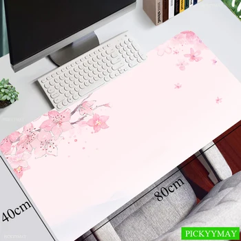 Roze Cherry Blossoms Snelheid Vergrendeling Van De Rand Van Grote Natuurlijke Rubber Muismat Waterdichte Spel Bureau Mousepad Toetsenbord Mat Voor Dames