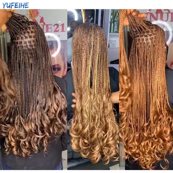 Spiraal Krullen, Vlechten Haar 24Inch Synthetische franse Krullen Ombre Haak Hair Extensions Voor Zwarte Vrouwen Blonde Losse Wave Haar