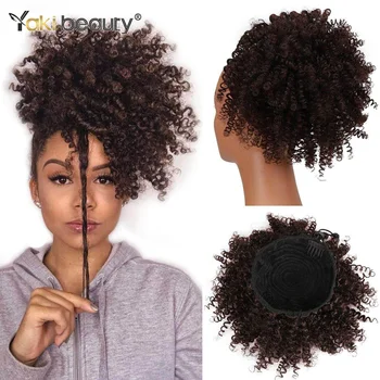 Synthetische Afro Bladerdeeg Krullend Chignon 12inch Korte Kinky Curly Koord Paardenstaart Hair Extension Haarstukjes Voor Vrouwen
