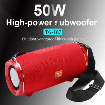 TG187 Hoog Vermogen 50W Draagbare Bluetooth-Sprekers Krachtige Sound box Draadloze Subwoofer Bass Mp3-Speler, FM-radio, 4400mAh-Batterij