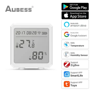 Tuya ZigBee Temperatuur En Vochtigheid Sensor Binnenshuis Hygrometer Thermometer Met LCD-Display Voice Control Alexa Google Startpagina