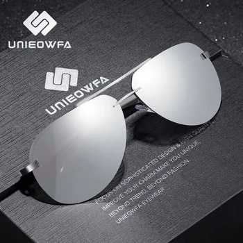 UNIEOWFA Man Randloze Luchtvaart Zonnebril Mannen Gepolariseerde Zilveren Spiegel sportbrillen UV400 Polaroid zonnebril Voor heren Pilot