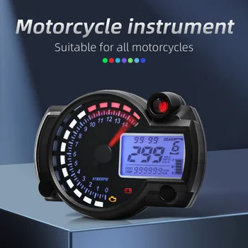 Universele LCD Digitale Motor Kilometerteller, Snelheidsmeter 12V Motor Instrument Universele Snelheidsmeter 7 Kleuren Auto Dashboard