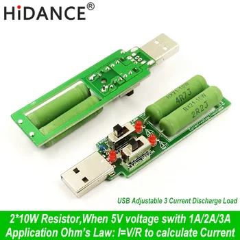 USB-weerstand dc elektronische laden Met schakelaar instelbaar 3 huidige 5V1A/2A/3A capaciteit van de batterij spanning ontladen weerstand tester