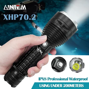 XHP70.2 Krachtige 8000LM Onderwater 200m LED Duiken Zaklamp Helderste 30W Duik Zaklamp IPX8 Waterdichte Duik Lamp Lantaarn