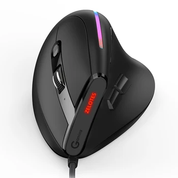ZELOTES T-50 Verticaal Gaming Mouse Ergonomische 9 Knoppen USB Bedraad Verticale Optische Muis 12800 DPI Verstelbaar voor PC