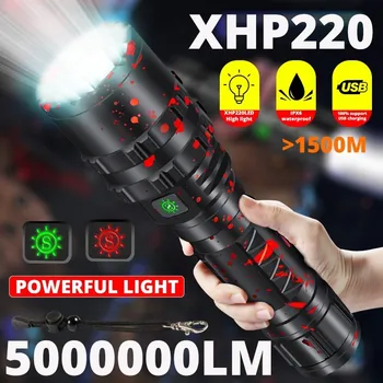ZK40 50000000LM High Power XHP220 Krachtige LED Zaklamp Tactische Militaire Torch USB-Camping Lanterna Waterdichte zelfverdediging